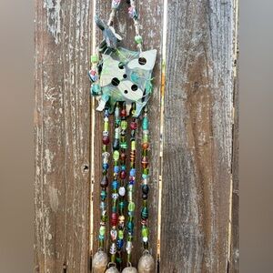 Bohemian Cow Wind Chime Fairy Lights, Glass Beads & Bells Sun Catcher Mobile